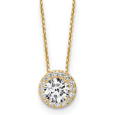 14k 2 1/2 carat Certified Lab Grown Diamond VS/SI+ G+ Complete 18 inch Halo Pendant Necklace